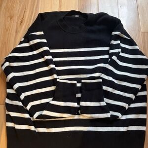 Uniqlo Smooth Cotton Relaxed Striped Long Sleeve Crew Neck Sweater